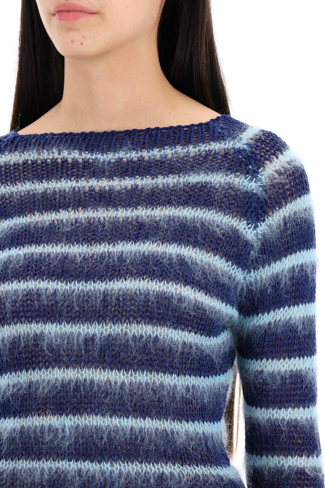 Pullover A Righe In Cotone E Mohair