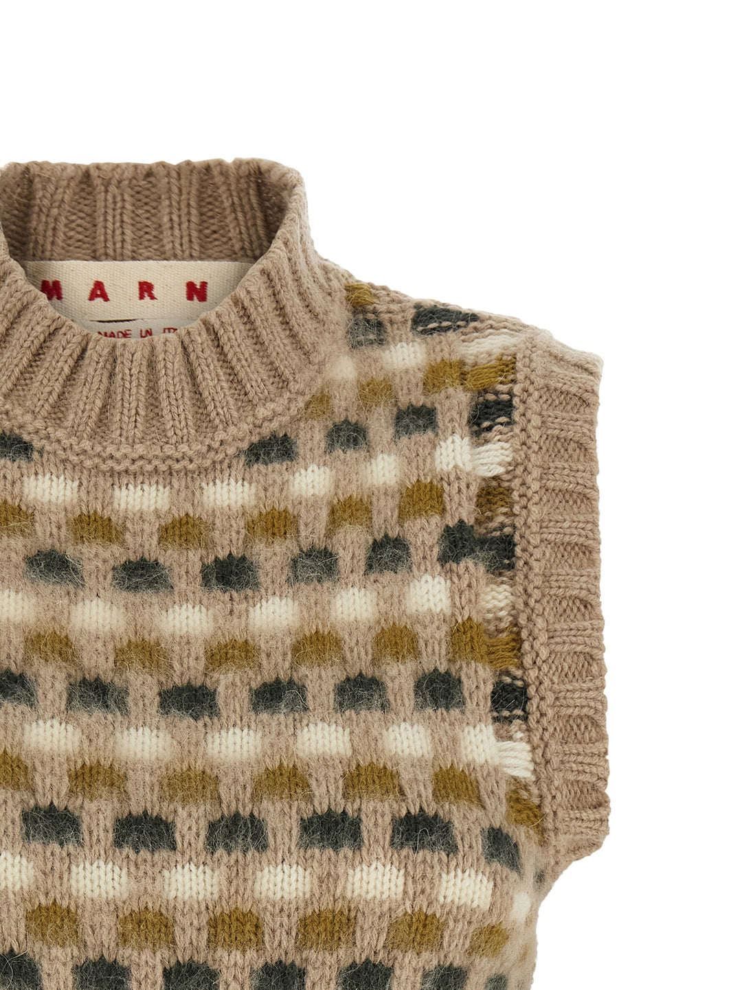 Marni Shetland Acquard Knit Vest Gilet - Beige | f79090b0153bc1e8e3e50be2434c313d4af7f74d