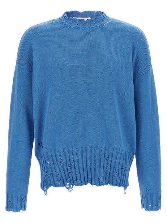 Logo Embroidery Sweater Sweaters And Cardigans Blue