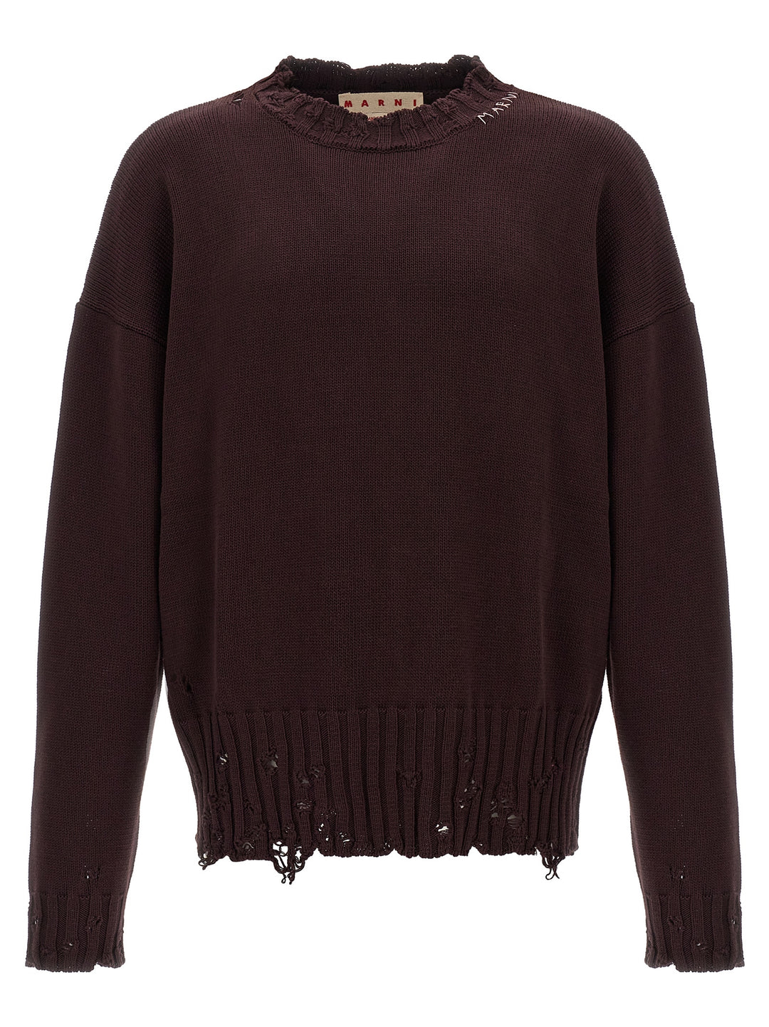 Destroyed Effect Sweater Sweater, Cardigans Bordeaux