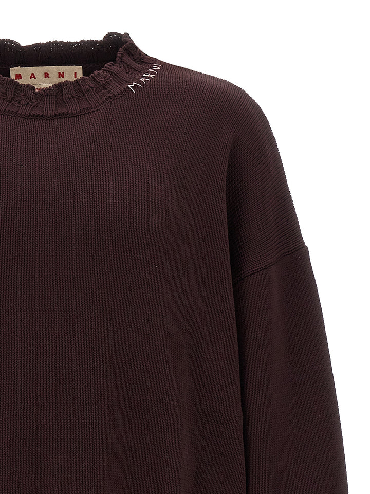 Destroyed Effect Sweater Sweater, Cardigans Bordeaux