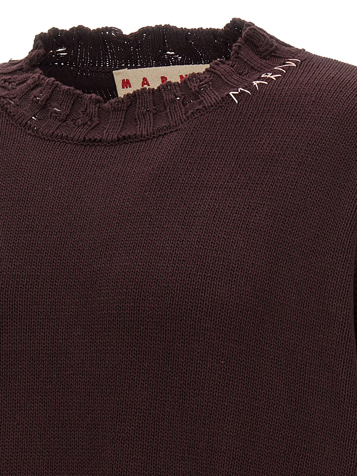 Destroyed Effect Sweater Sweater, Cardigans Bordeaux