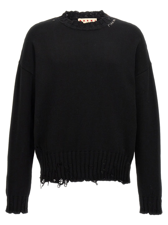 Destroyed Effect Sweater Sweaters And Cardigans Black