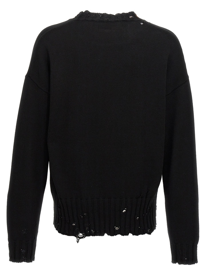 Destroyed Effect Sweater Sweater, Cardigans Black