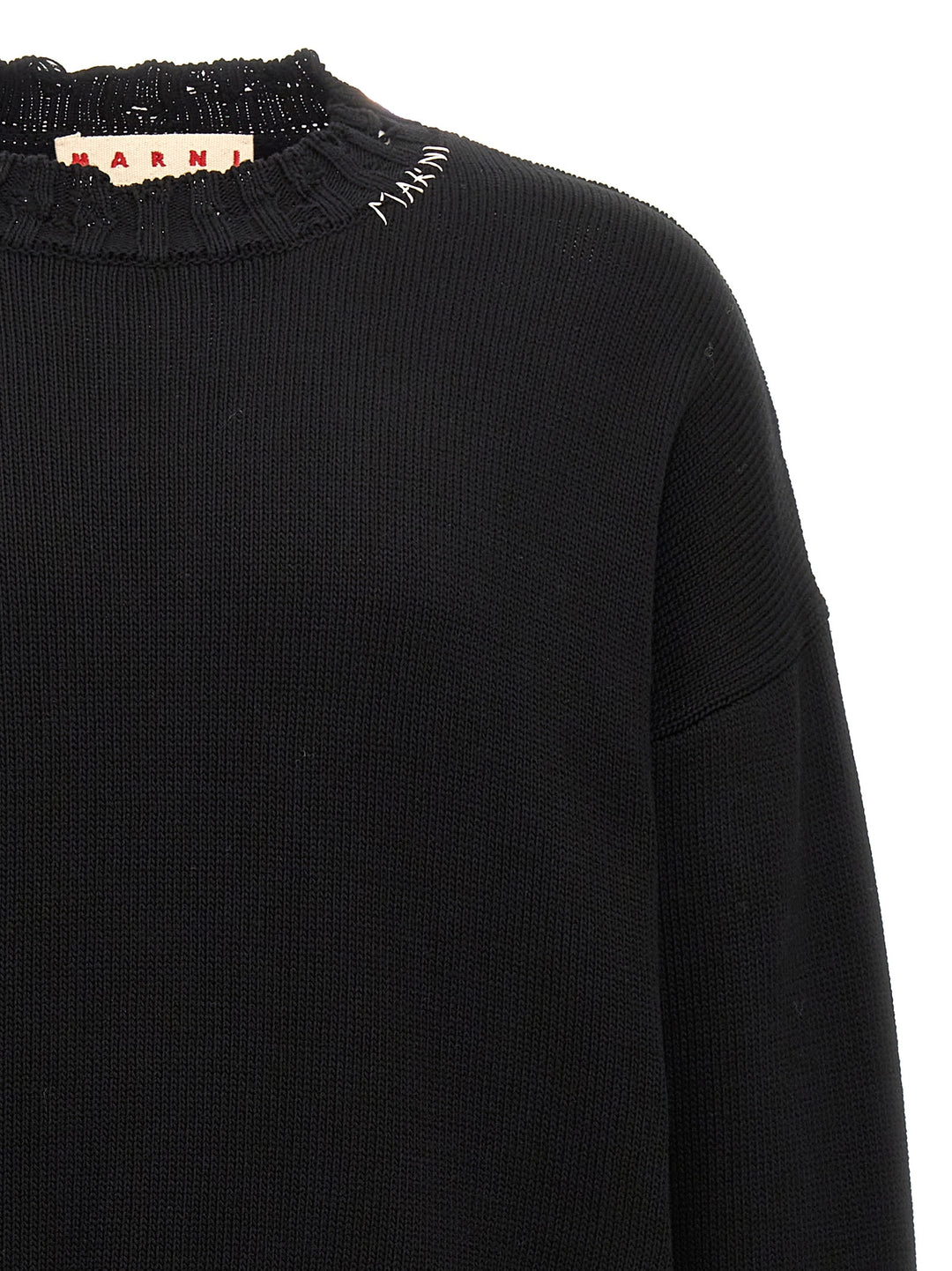 Destroyed Effect Sweater Sweater, Cardigans Black