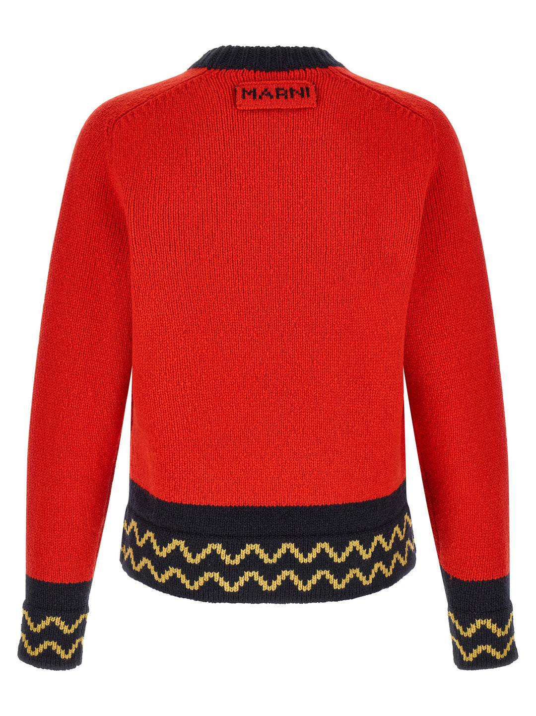 Marni Geometric Intarsia Sweater Sweaters and Cardigans - Red | 4899b55d350bd3dbddbd4421e647f03600993ff6