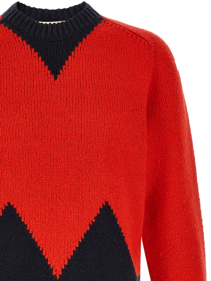 Marni Geometric Intarsia Sweater Sweaters and Cardigans - Red | fe1f028fa6cad9b31ff6d0e85632ce2518b82922