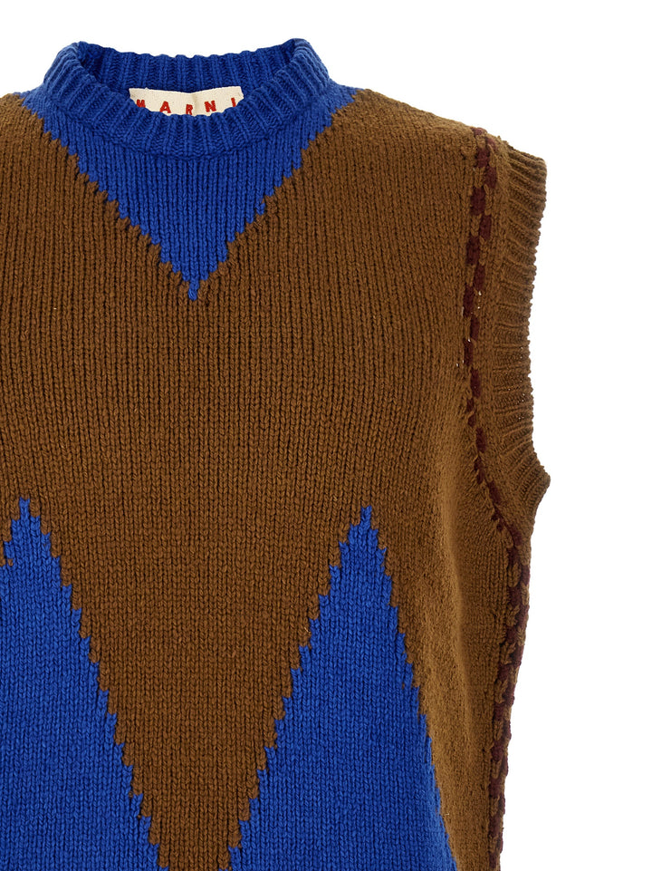 Marni M-Shaped Intarsia Vest Gilet - Multicolor | f534b64b8b1c1b326a4b301daef1e8f4e2d5c767