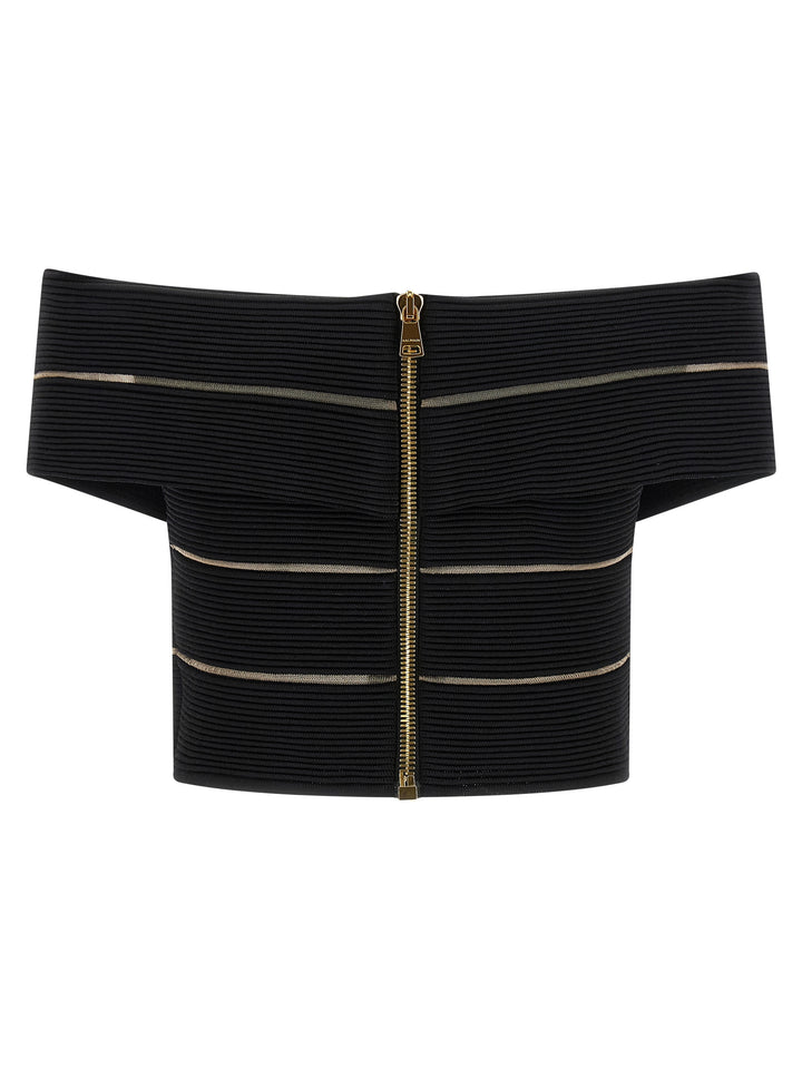 Balmain Off-The-Shoulder Crop Top Tops - Black | 48e3628ee5698926e4d1eb711c37db3cda71e6bd