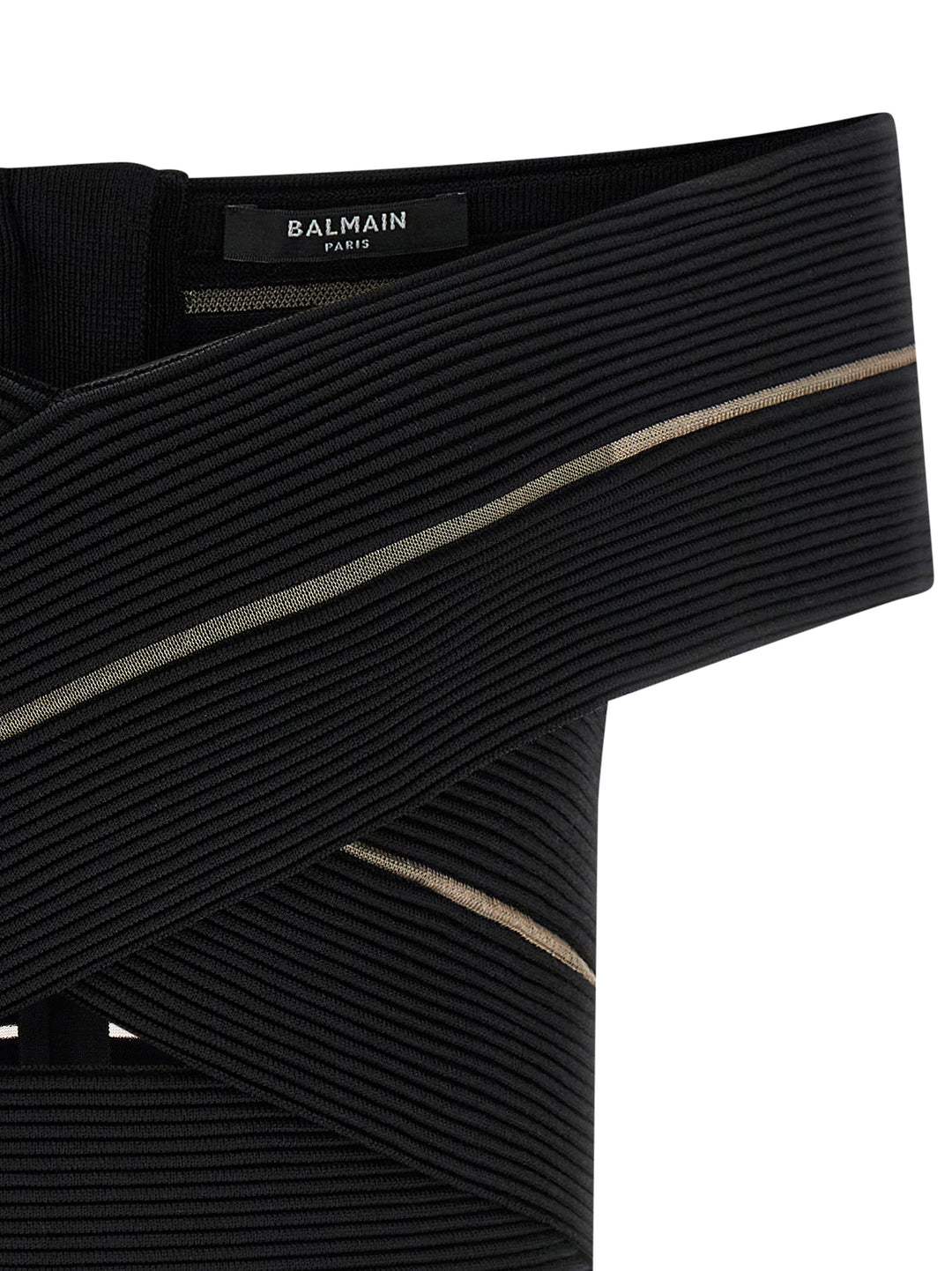 Balmain Off-The-Shoulder Crop Top Tops - Black | 4cf21e8e45d901c76cece8a3bf1833ba80e939d1
