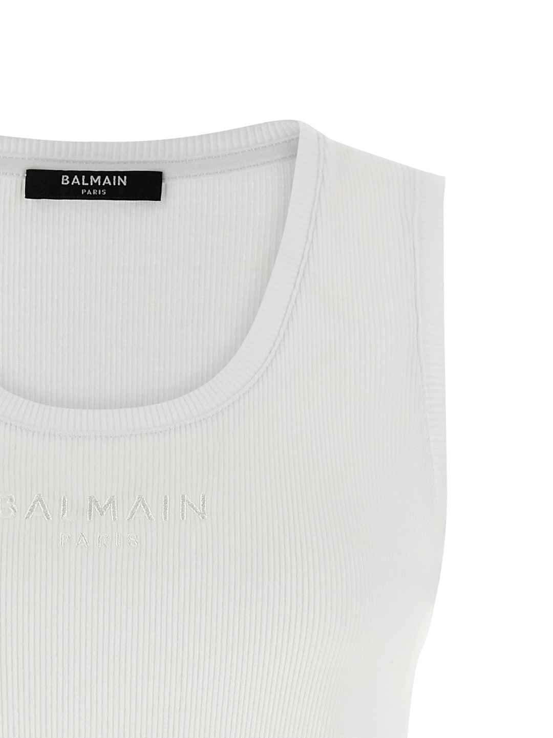Balmain Logo Embroidery Tank Top Tops - White | b14a045ee2d82c16bdb7da4055efd183e9857f11