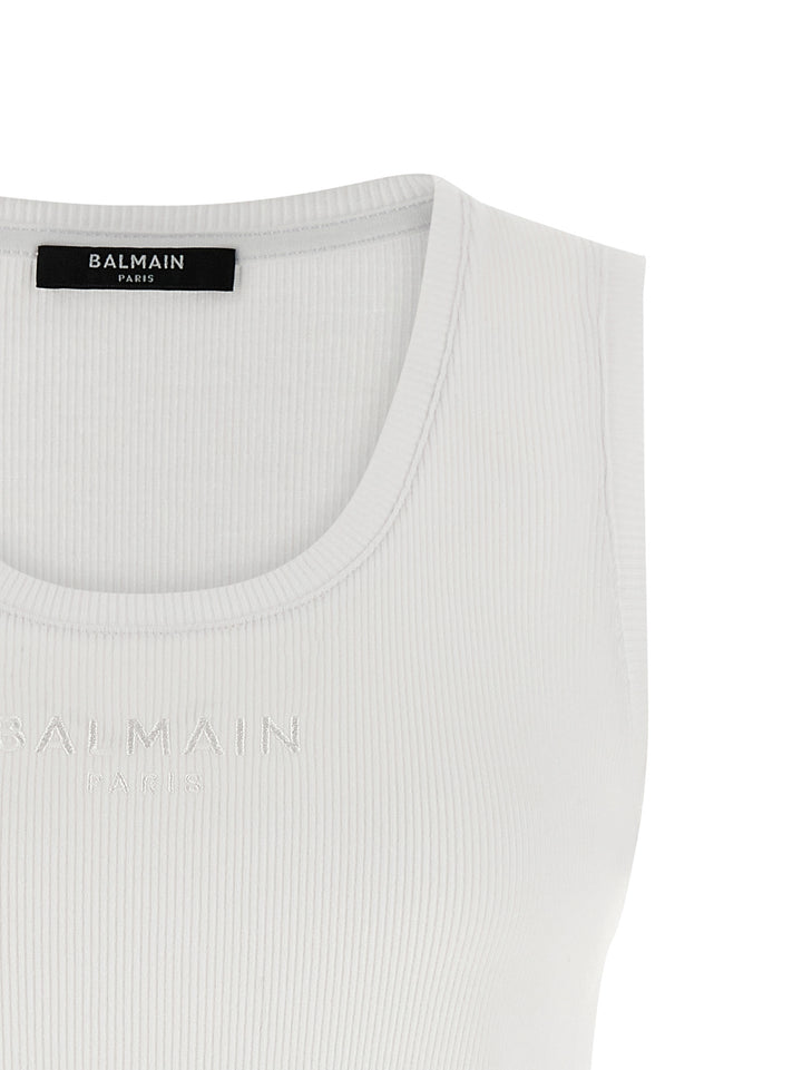 Balmain Logo Embroidery Tank Top Tops - White | b14a045ee2d82c16bdb7da4055efd183e9857f11