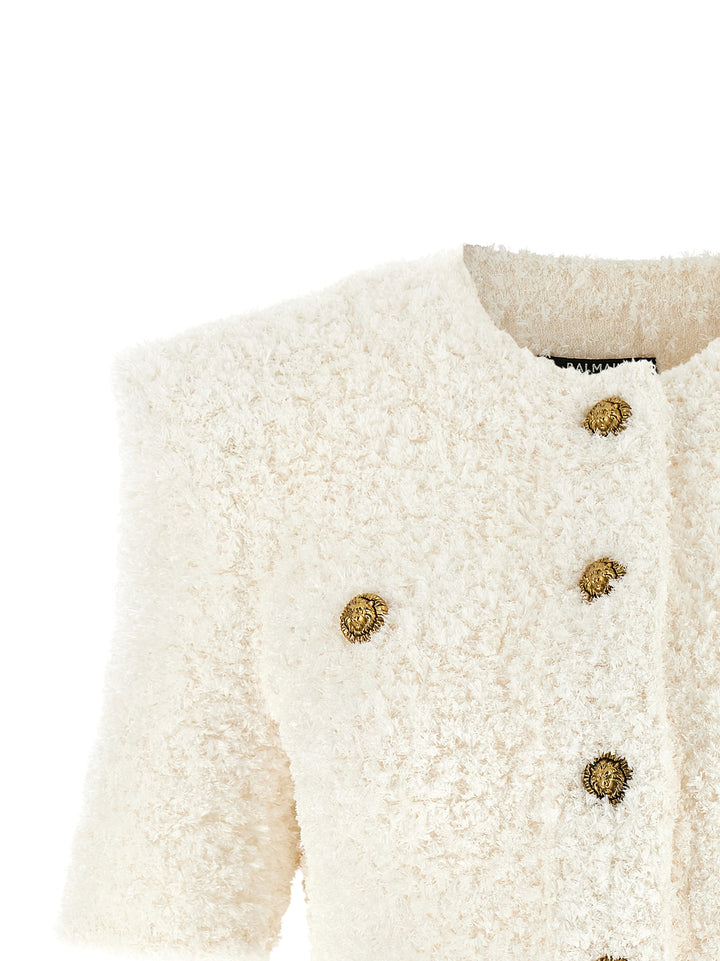 Balmain Cardigan Tweed Plumetis Sweaters and Cardigans - White | 844662ca3fec35f590e760f136856b29854b80a0