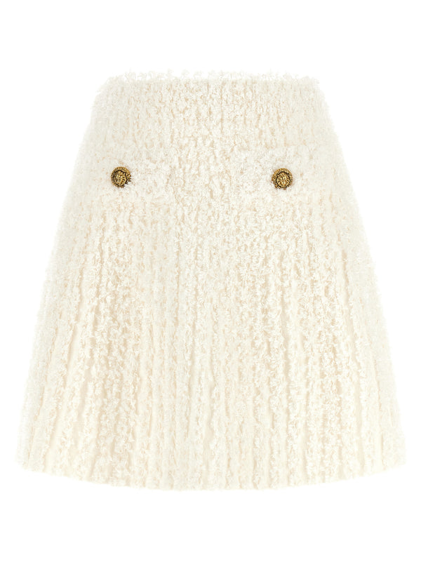 Plumetis Tweed Skirt Skirts White
