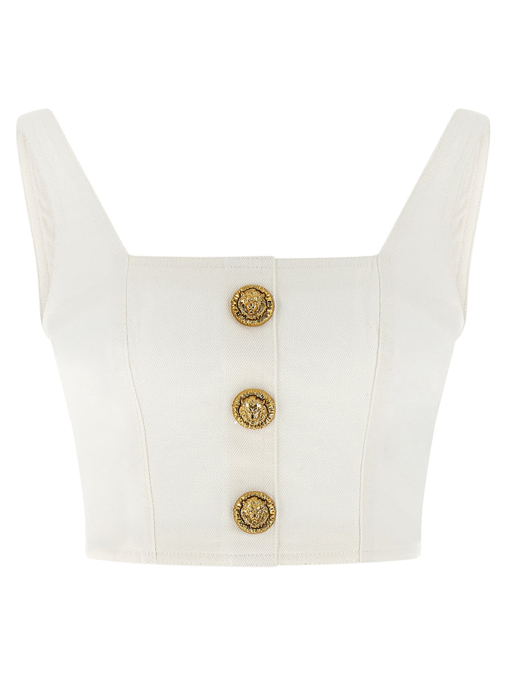 Balmain Button Top Tops - White | 6c0400e1bcfd935a21e953b020312da21f8361ae
