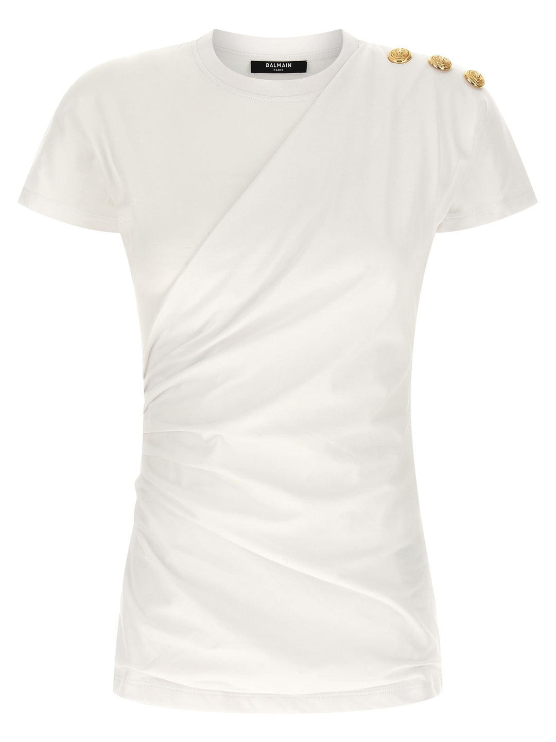 Balmain 3 Buttons T-shirt - White/Black | 21b0f1ccf149320e3bbd7c41696a9a6b7cf1d7b1