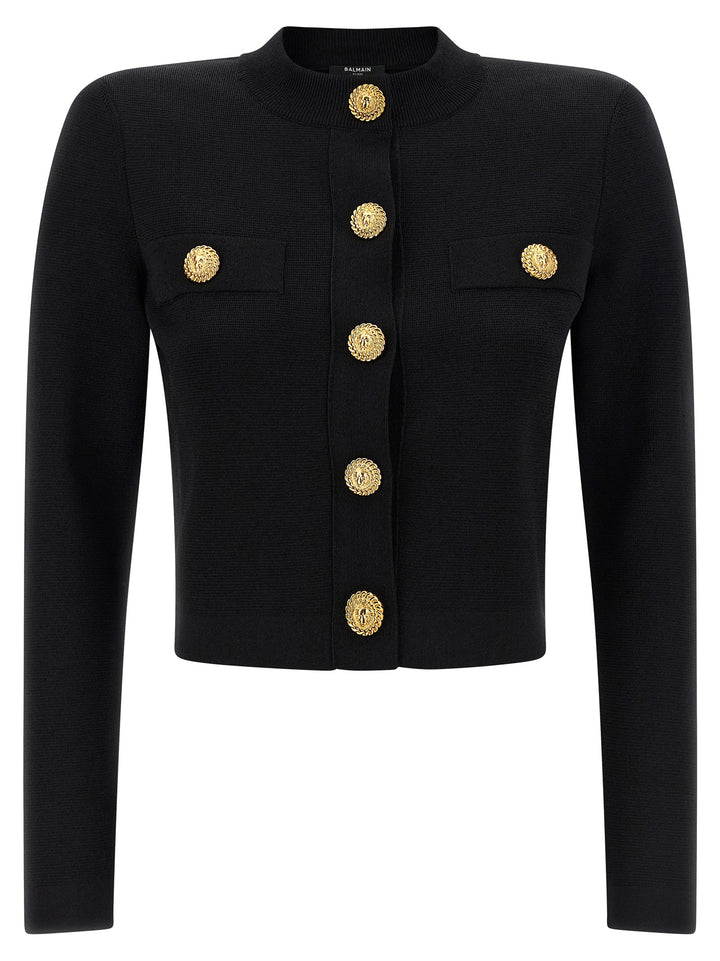 Balmain Cropped Cardigan Sweaters and Cardigans - Black | 0f6747d8af276bc5935ecab1f8a4006487b56aa0