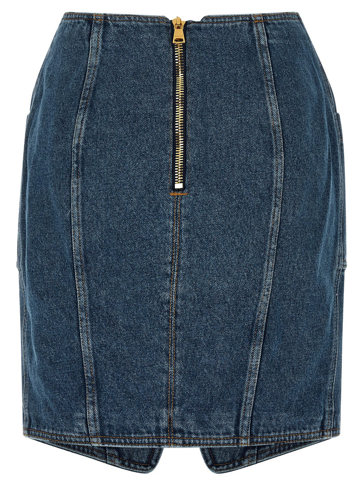 Balmain Belted Skirts - Blue | 7781eeffb6ae88fec8cd4f61364829c5e55925d8