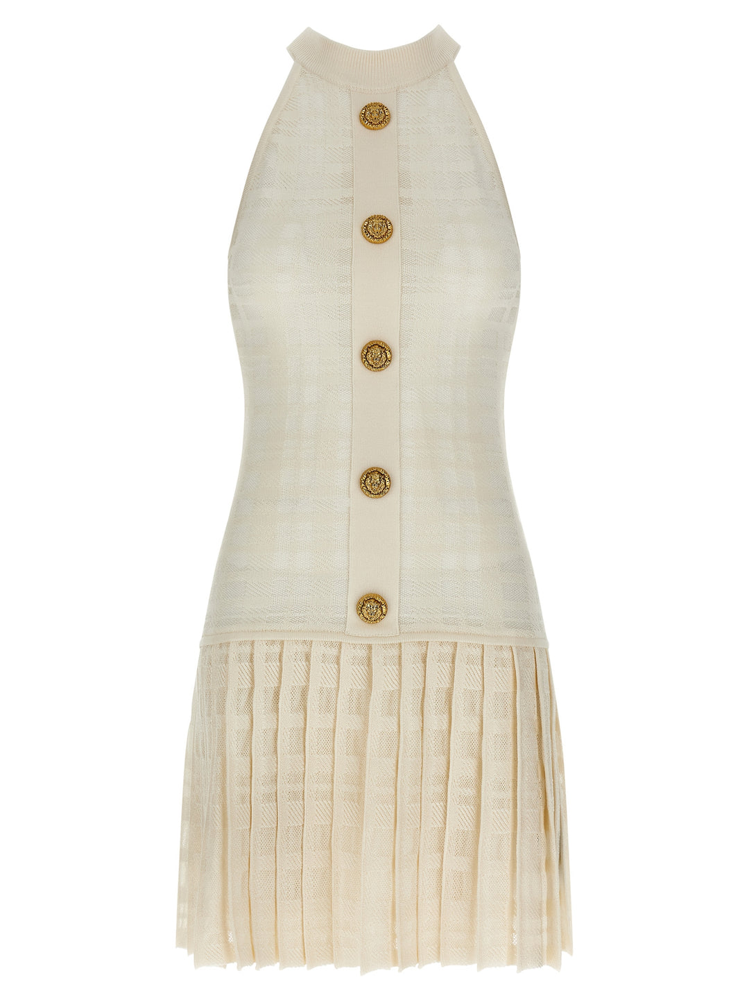 Balmain Tartan Knit Dress Dresses - White | 9a10f8760a44df1d574f12aff41721590ee5e9fc
