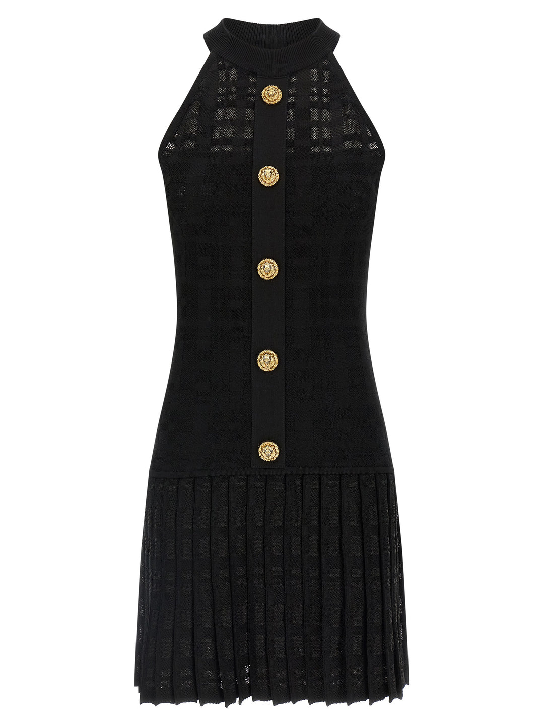 Balmain Tartan Knit Dress Dresses - Black | b5379473d4fffd36dc6a3fefc9638fc54ad0f36e