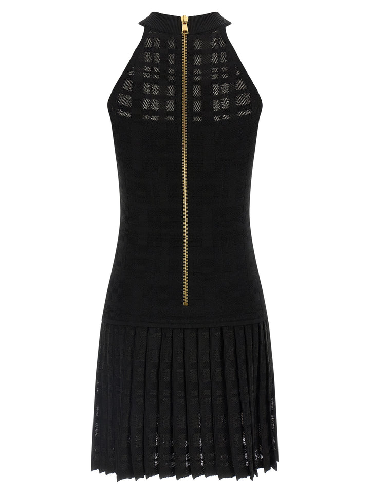 Balmain Tartan Knit Dress Dresses - Black | 6b4c8c029c0e6333ccbdce120650478dbdfb0a8b