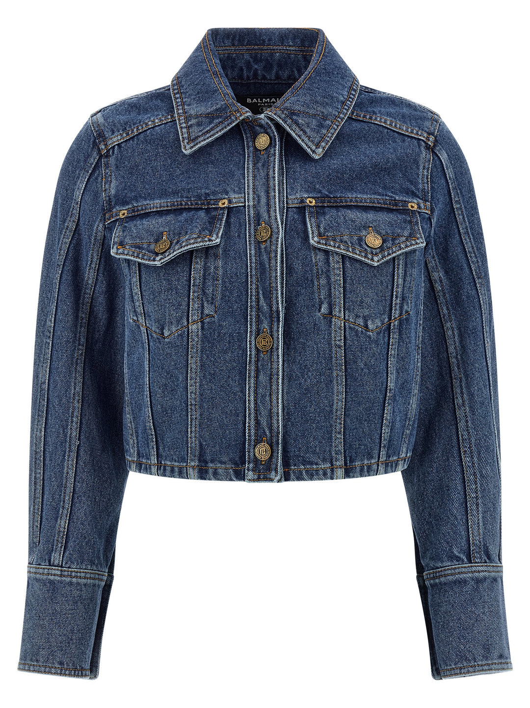 Balmain Denim Jacket Puffer Jackets - Blue | ccc35caf75995a298bf3447209a80960ea89028d