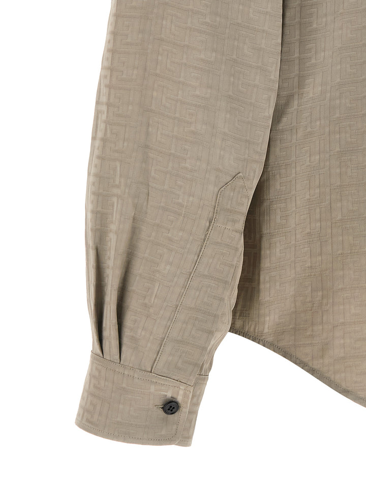 Balmain Jacquard Monogram Shirt Shirt and Blouse - Gray | 9f381b7629f4657f44de63fa5de17e43c6ef7b6e