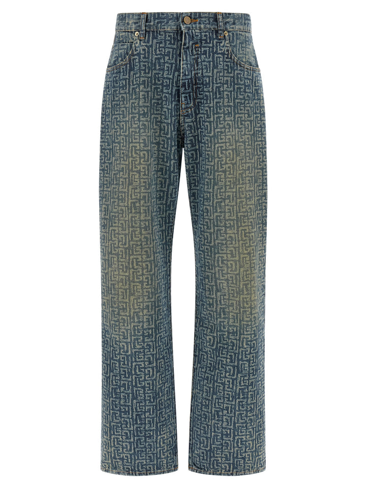 Balmain Monogram Jeans - Blue | cbfb489c2b0a89f9475847a471d989f8862ed6ae