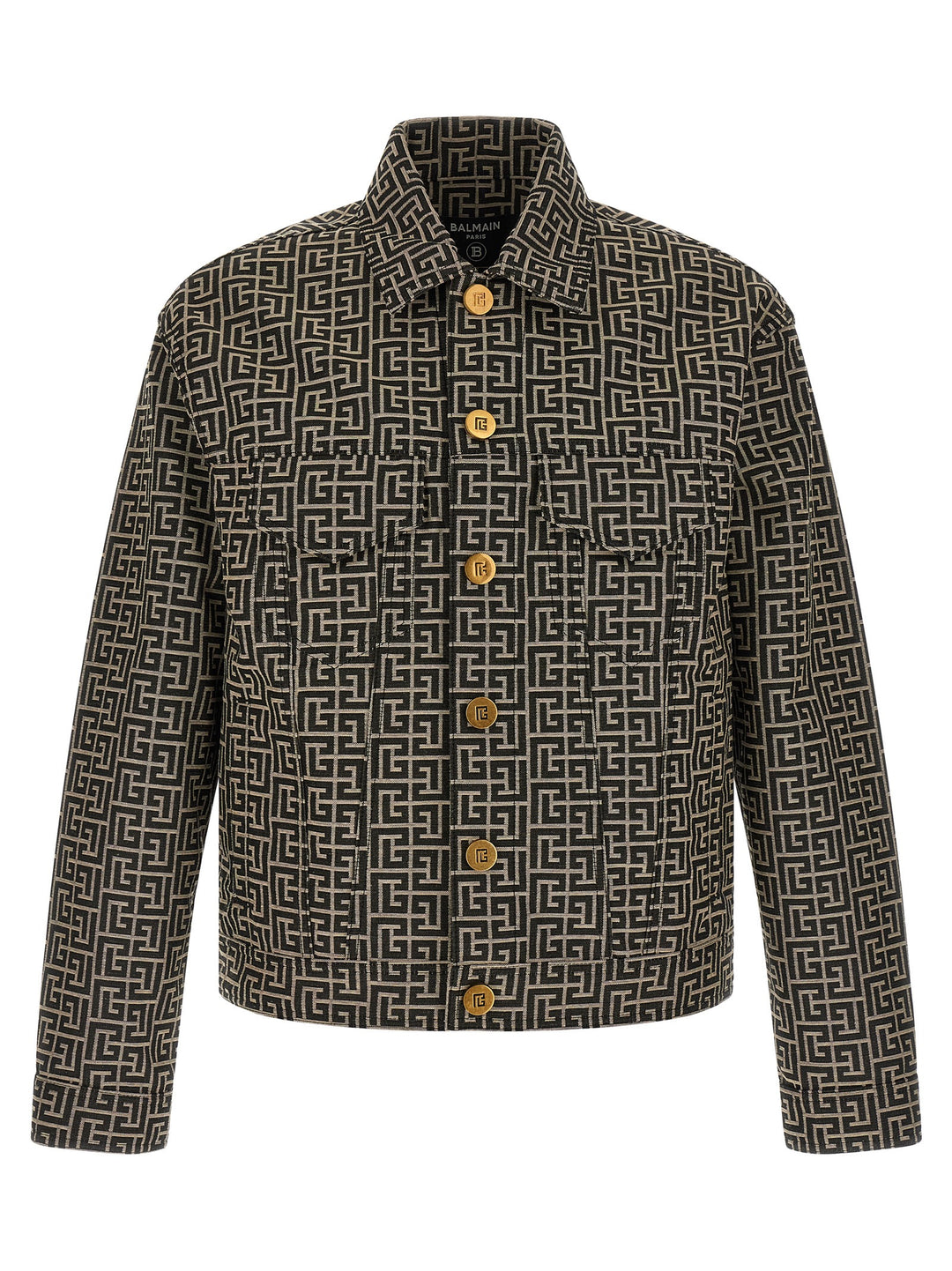 Balmain Jacquard Monogram Jacket Puffer Jackets - Black | 679be719b2230d2e04417d2cb97389b4eae38d9e