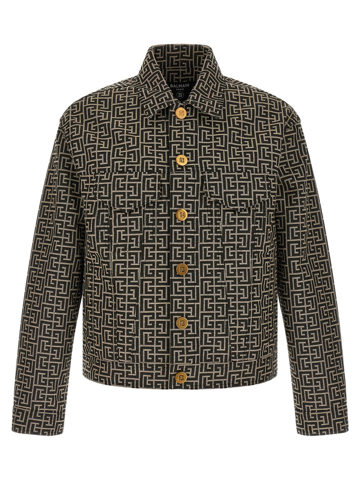 Balmain Jacquard Monogram Jacket Puffer Jackets - Black | 679be719b2230d2e04417d2cb97389b4eae38d9e