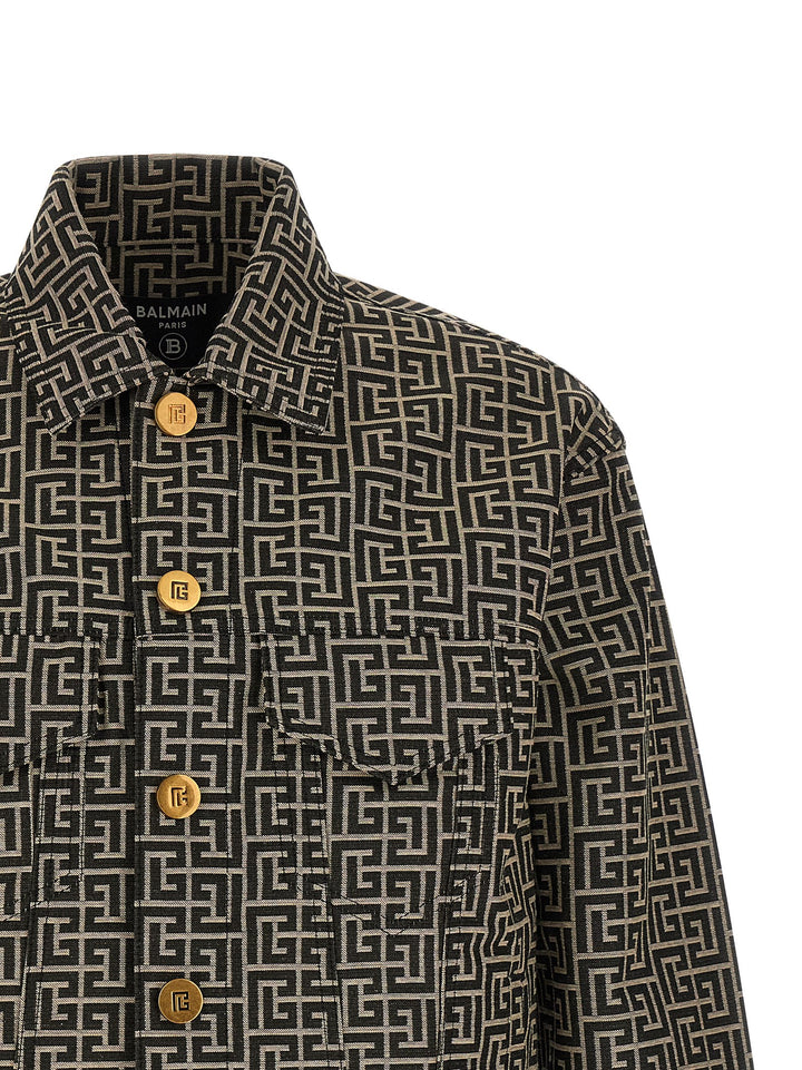 Balmain Jacquard Monogram Jacket Puffer Jackets - Black | 876bdfe5238703ae16fa112b6486015fb3e05f23
