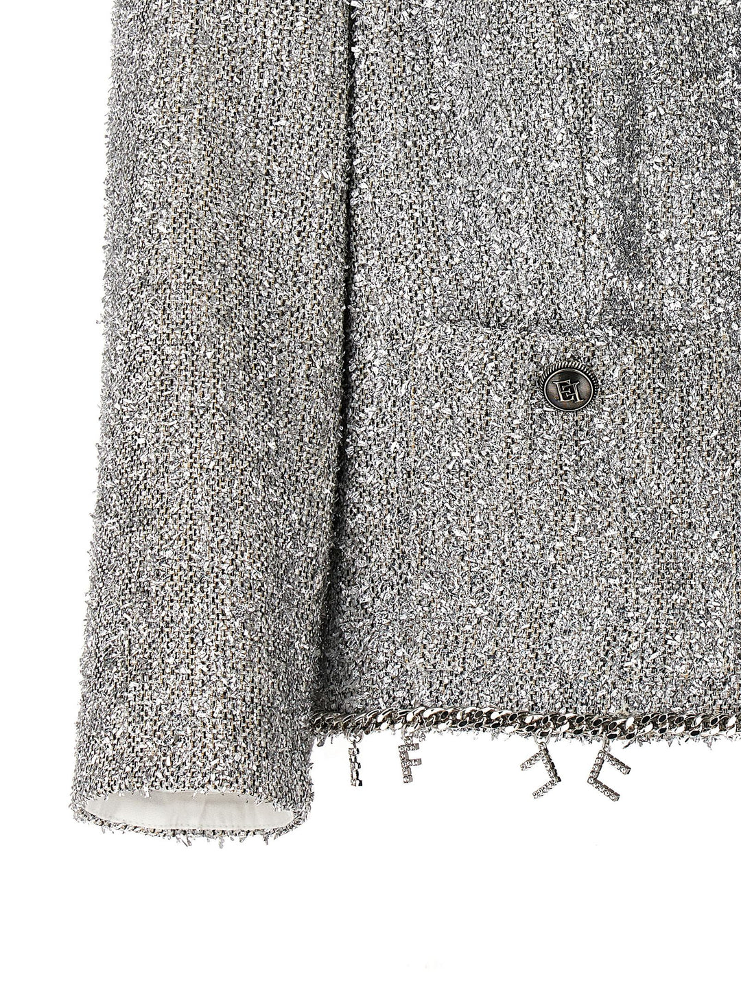 Lurex Tweed Cropped Jacket Blazer And Suits Silver