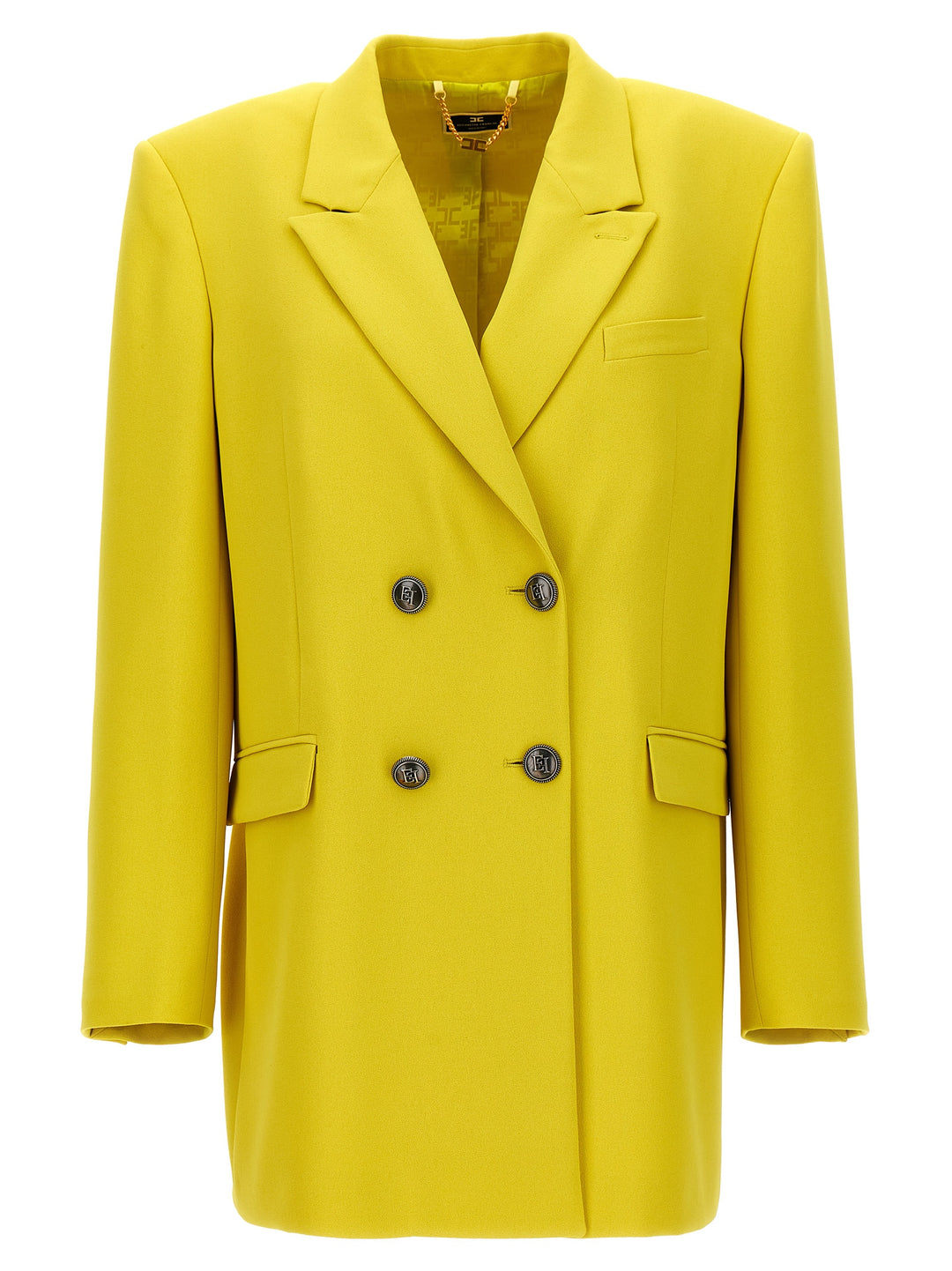 Double-Breasted Blazer With Logo Buttons Blazer And Suits Yellow