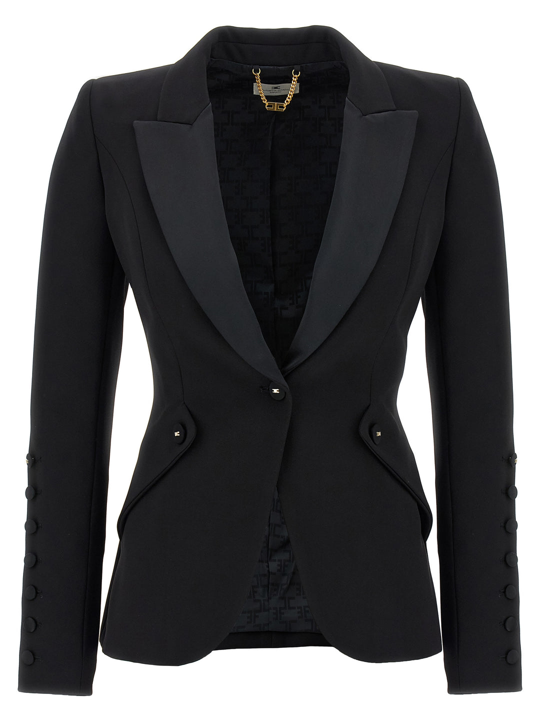 Elisabetta Franchi Blaze Rtuxedo BlazerS - Black | aea6683d3d2fb06966495b2476fef17c55b8bd79