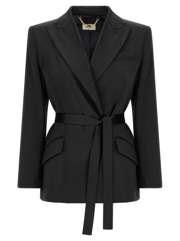 Stretch Satin Blazer Blazers Black