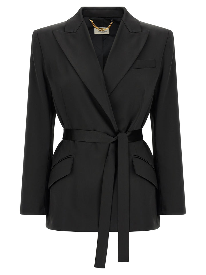 Elisabetta Franchi Stretch Satin Blazer BlazerS - Black | bcc2638da73fe01b35bab2db94032fe8f8c6cdb9