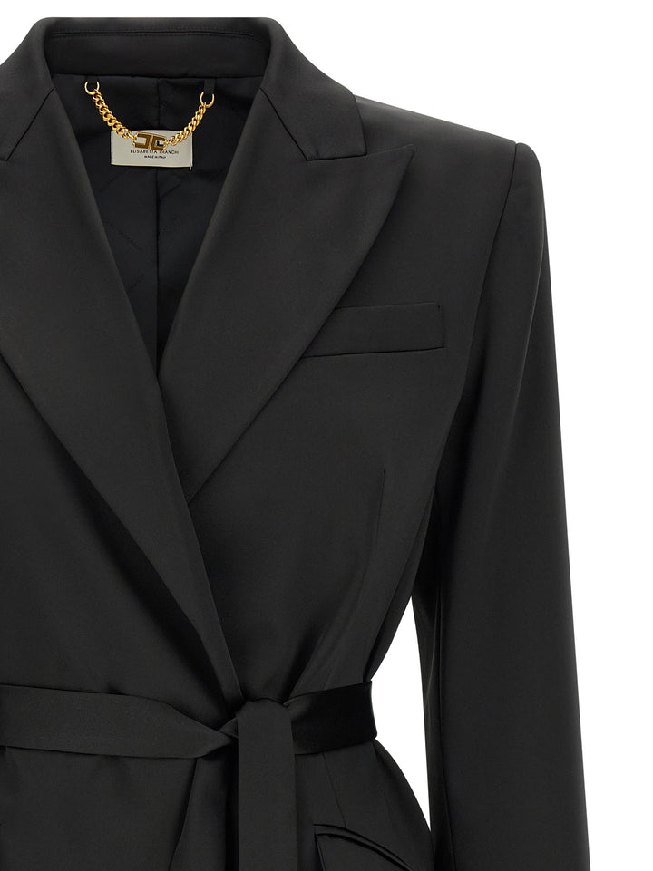 Elisabetta Franchi Stretch Satin Blazer BlazerS - Black | 3a3859a6b54f4207845a4567a0d847adeb43b9b3
