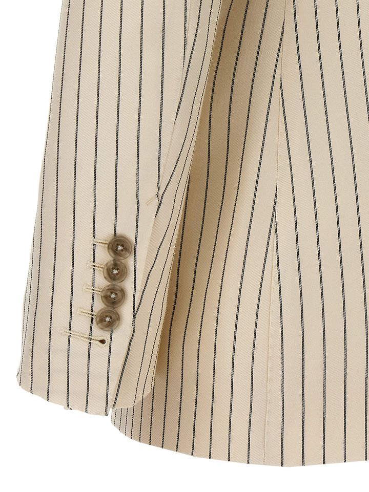 Striped Double-Breasted Blazer Blazer And Suits White/Black