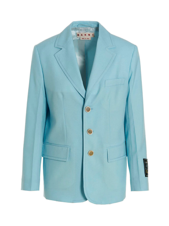Marni Single-Breasted Blazer Jacket BlazerS - Light Blue | 24ecb91e363256fe0cef3ffd334446a391196dc7