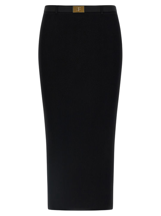 Ribbed Knit Skirt Skirts Black