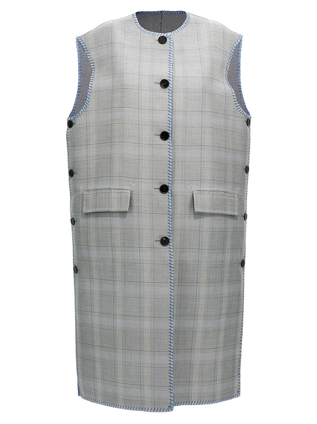 Reversible Long Vest Gilet Blue