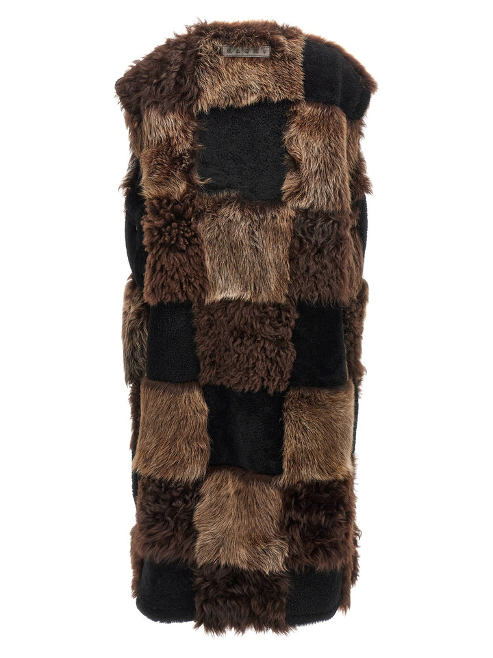 Marni Long Shearling Vest Gilet - Brown | cac503ba2951a73b5c380e7d239fcbdd70748381