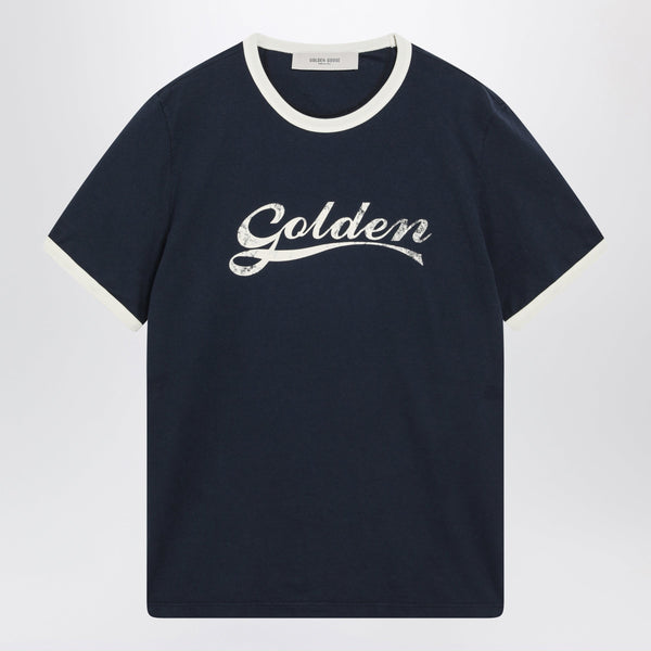 Cotton T-Shirt With Vintage Logo Print In Blue/White