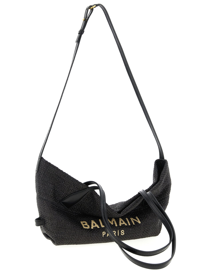 Balmain Track-Small Rafia Tote Bag - Black | e1a99afc7a38f3e438ef9be79e5640989c1c1030
