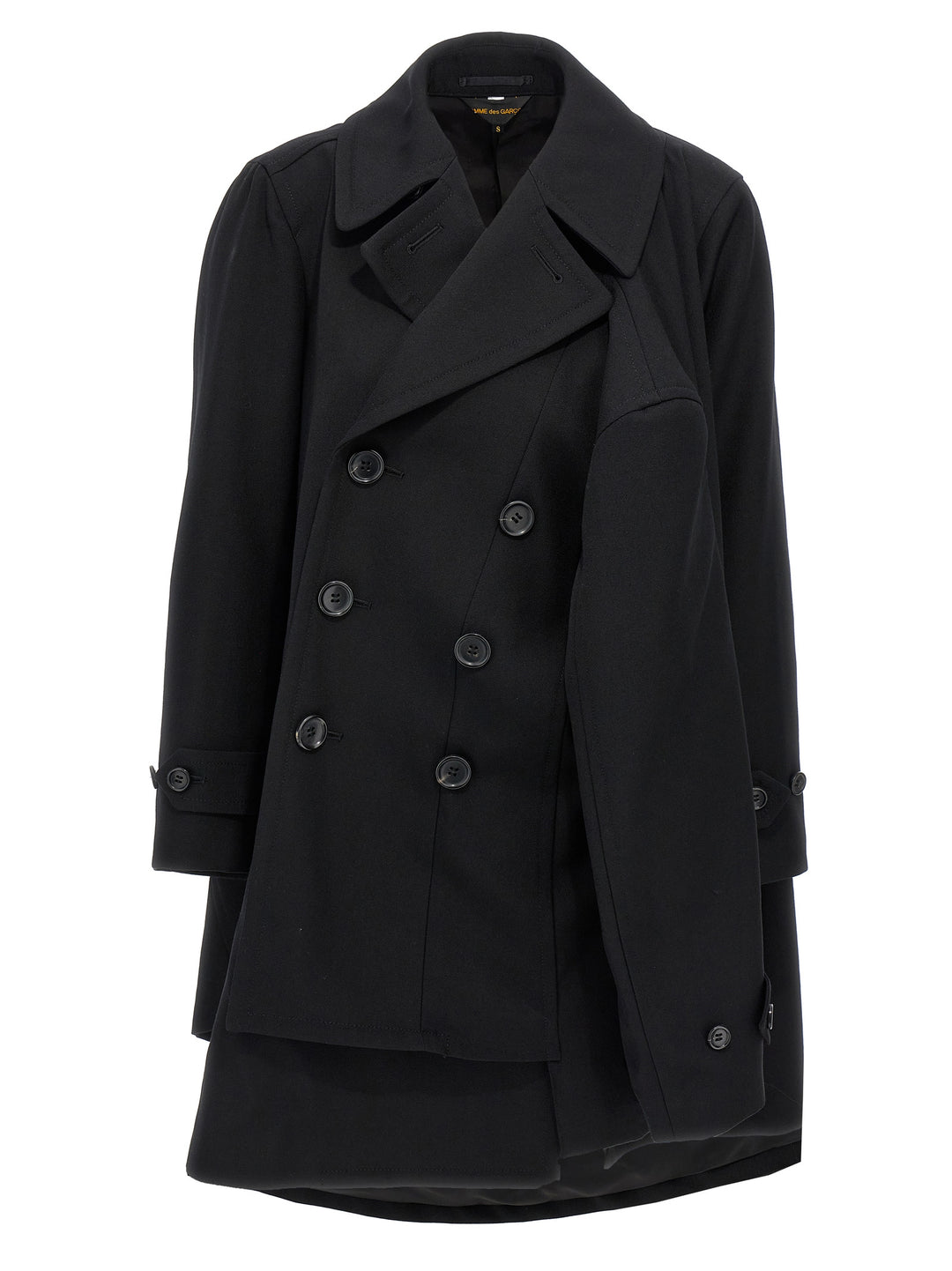 Double-Breasted Coat 4 Sleeves Coats, Trench Coats Black