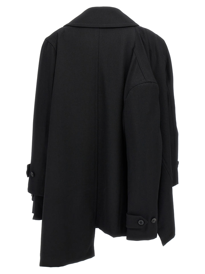 Double-Breasted Coat 4 Sleeves Coats, Trench Coats Black