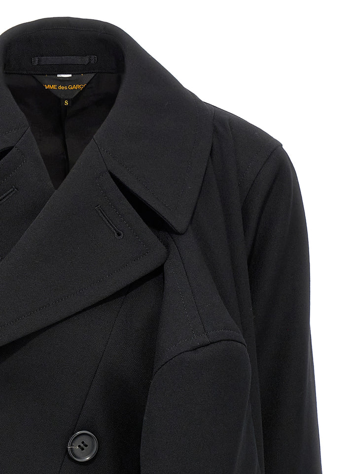 Double-Breasted Coat 4 Sleeves Coats, Trench Coats Black