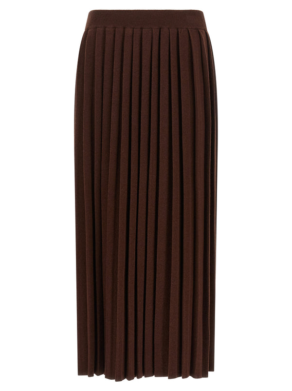 Knitted Pleated Skirt Skirts Brown