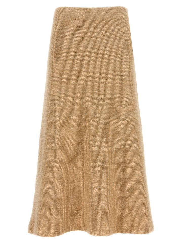 Knitted Flared Skirt Skirts Beige