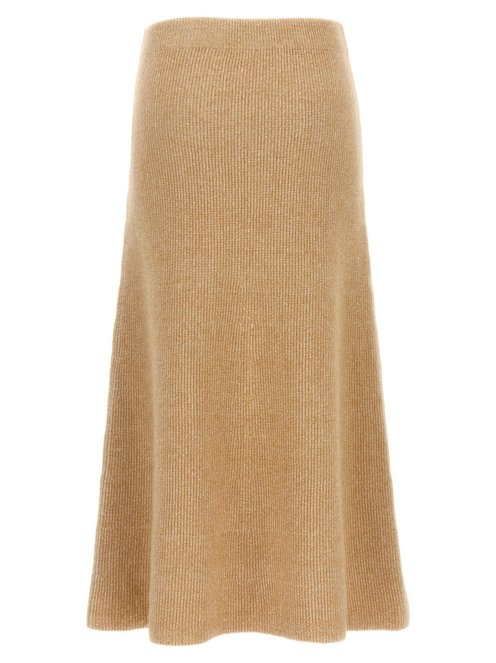 Knitted Flared Skirt Skirts Beige